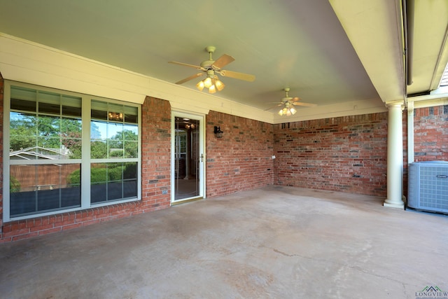 view of patio / terrace featuring ceiling fan and cooling unit