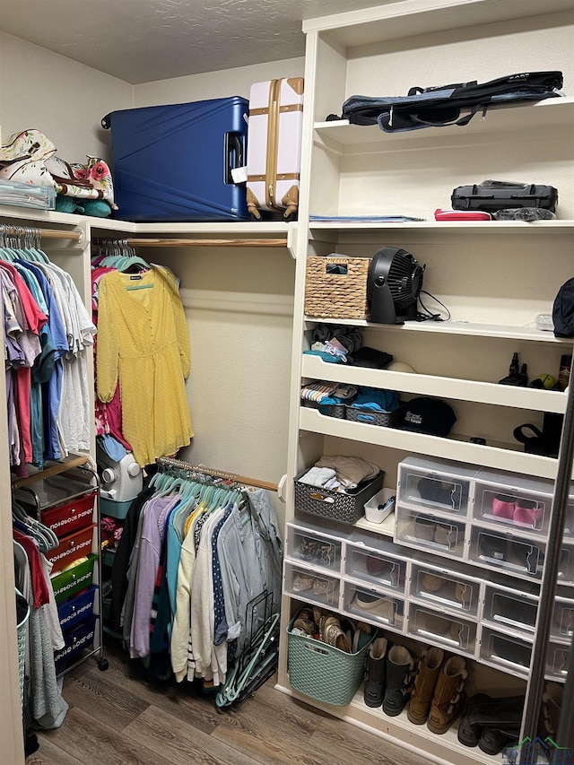 spacious closet featuring hardwood / wood-style floors