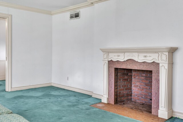 15 Covington Dr, Longview, TX 75602 - unfurnished living room featuring carpet floors and ornamental molding