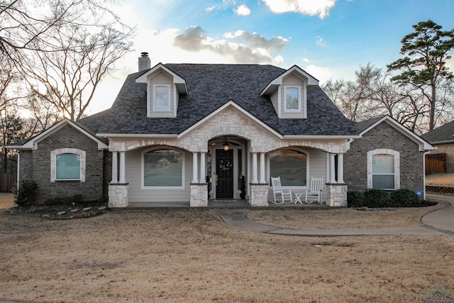 view of front facade featuring a front lawn