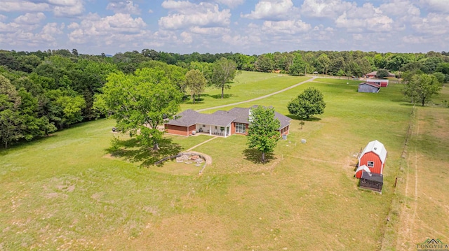 aerial view featuring a rural view