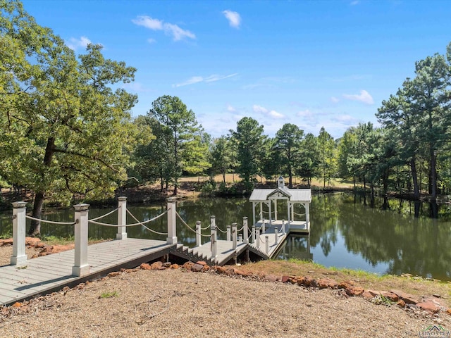 view of dock featuring a water view