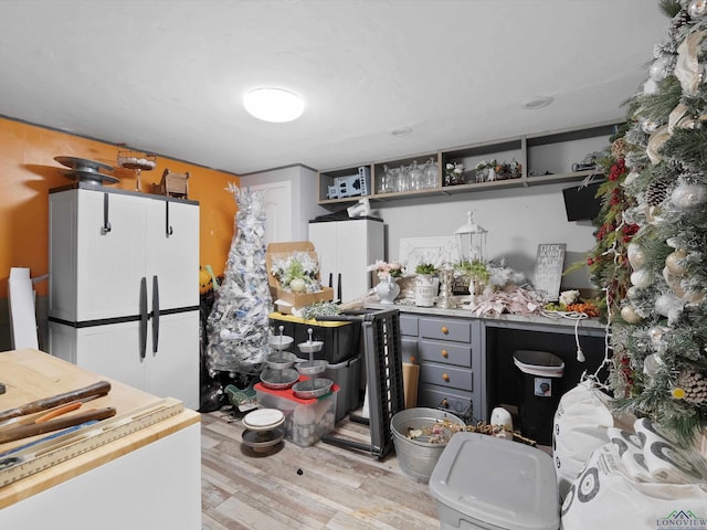 kitchen featuring light wood-type flooring