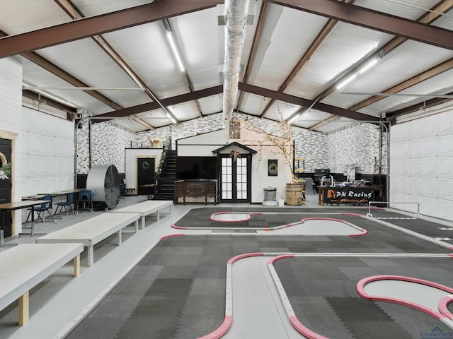 garage with french doors