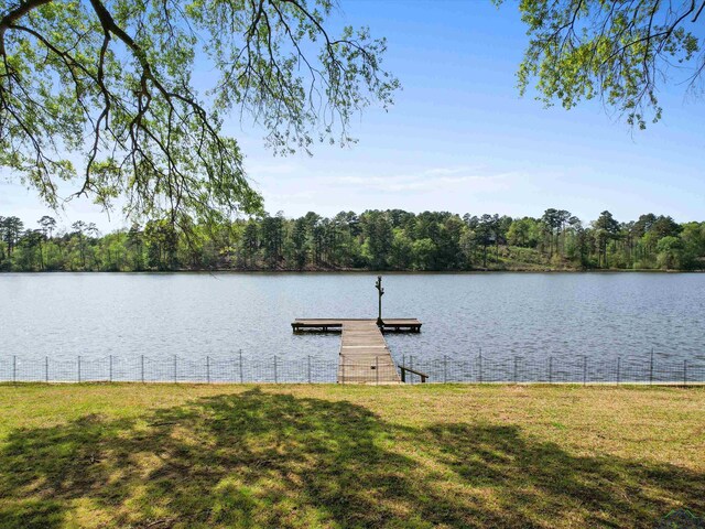 3065 E Lake, Gladewater, TX 75647 - dock with a water view and a yard
