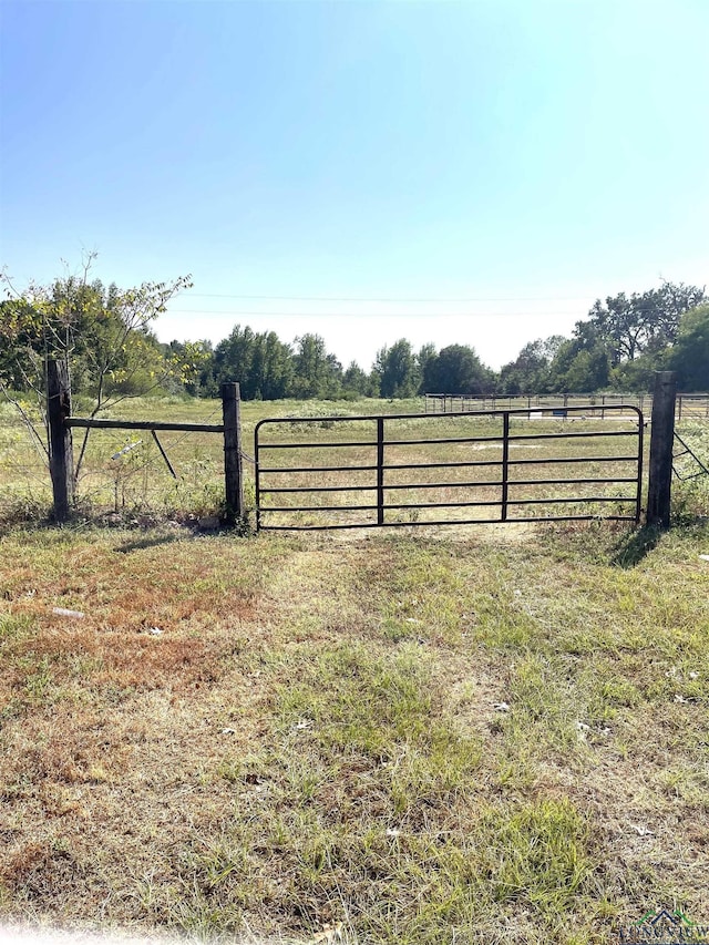 view of gate with a rural view