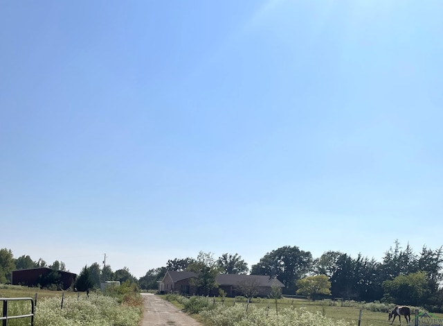 view of road with a rural view