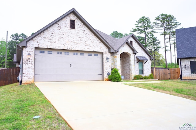 9173 Cave Branch Cv, Tyler, TX 75703 - view of front facade with a front lawn, driveway, fence, and brick siding