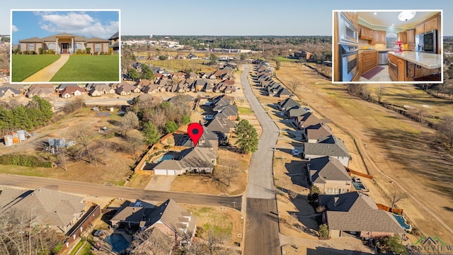 aerial view with a residential view