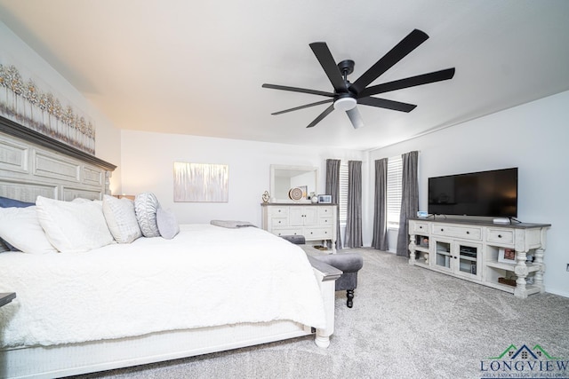 bedroom with carpet and ceiling fan