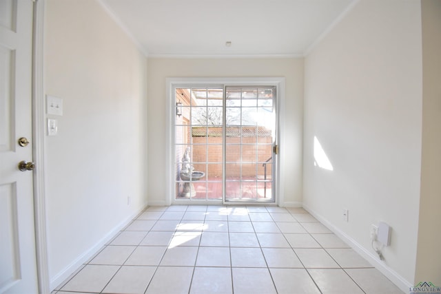 tiled empty room with ornamental molding