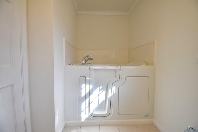 bathroom featuring tile patterned floors and ornamental molding