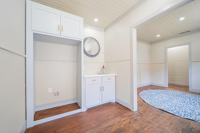 interior space featuring hardwood / wood-style flooring and vanity