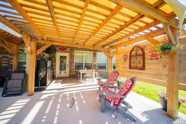 view of patio featuring a pergola