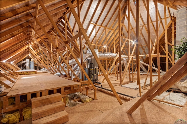 attic featuring water heater