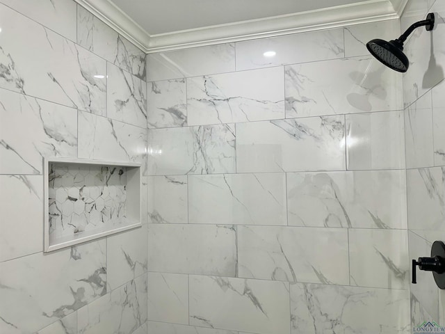 209 E Edgefield Ave, Longview, TX 75602 - full bathroom with crown molding and tiled shower