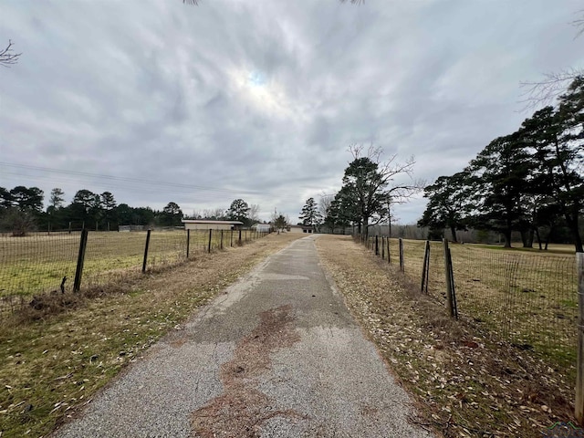 view of street with a rural view