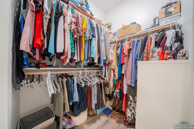 spacious closet featuring hardwood / wood-style flooring