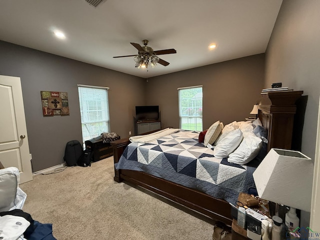 302 Meadowbrook Ln, Ore City, TX 75683 - carpeted bedroom with a ceiling fan, recessed lighting, and baseboards
