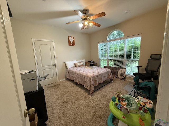 302 Meadowbrook Ln, Ore City, TX 75683 - bedroom with carpet and ceiling fan