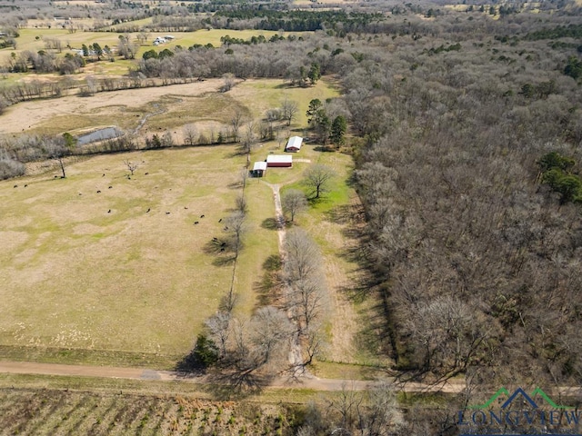 aerial view with a rural view