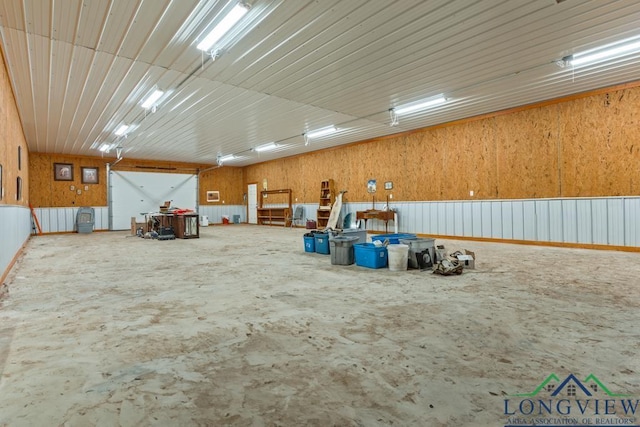 garage with metal wall