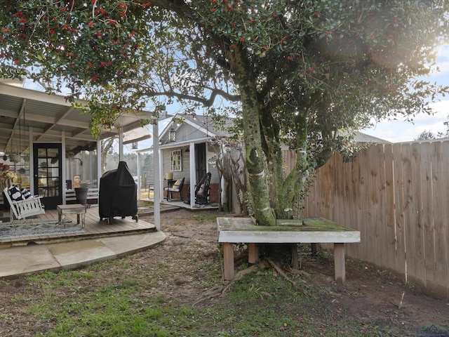 view of yard featuring a deck