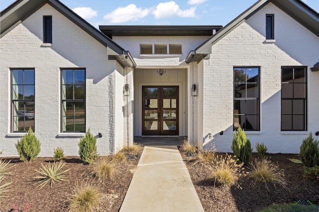 view of exterior entry with french doors