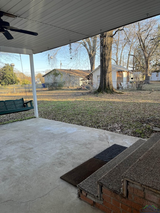 view of patio / terrace with ceiling fan