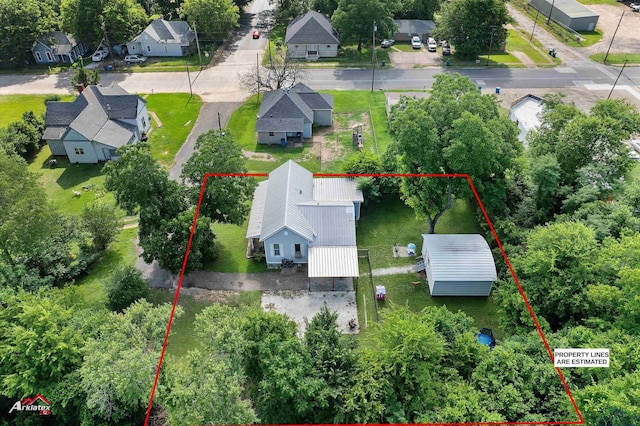 102 Poplar St, Marshall, TX 75670 - aerial view of residential area with property boundaries highlighted