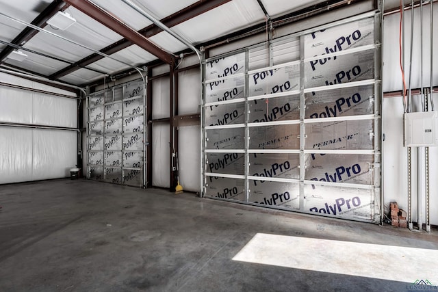 garage with metal wall