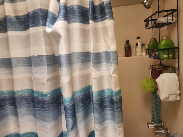 bathroom with a shower with curtain