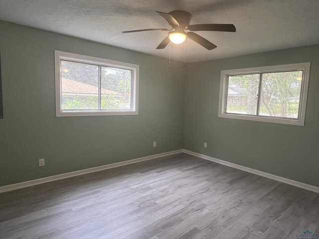 spare room with light hardwood / wood-style flooring and ceiling fan