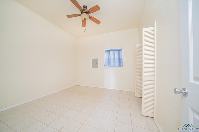 316 County Road 2750, Hughes Springs, TX 75656 - empty room with ceiling fan, light tile patterned floors, and baseboards