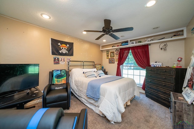 3365 Omie Dr, Longview, TX 75605 - carpeted bedroom with recessed lighting and ceiling fan