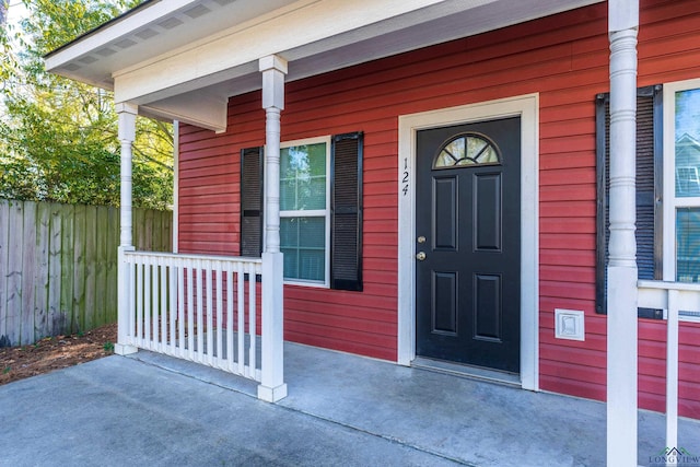 property entrance with a porch