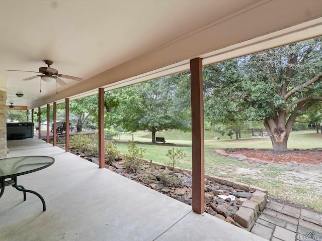 view of patio with ceiling fan