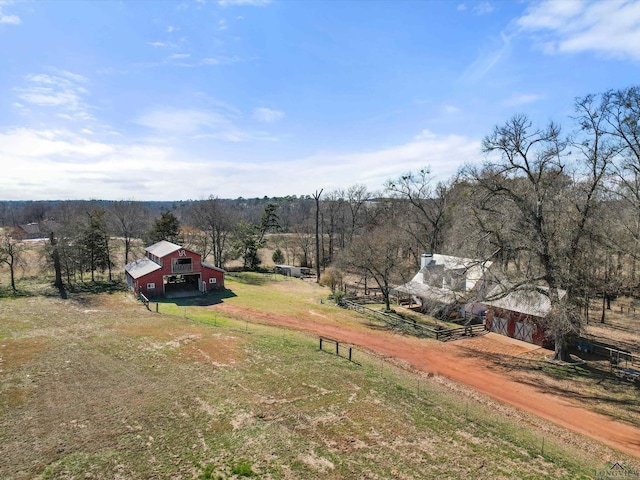 bird's eye view with a rural view