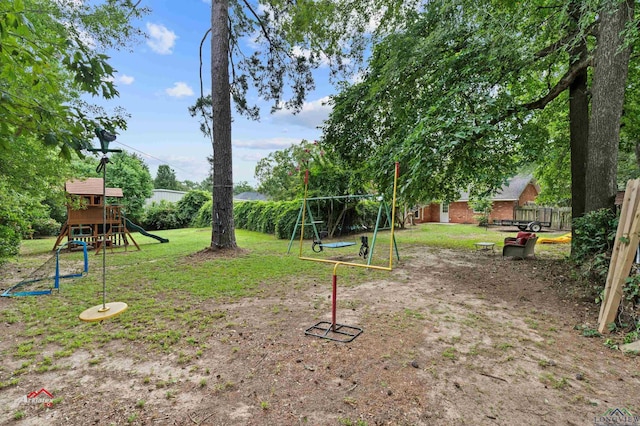 view of yard with a playground