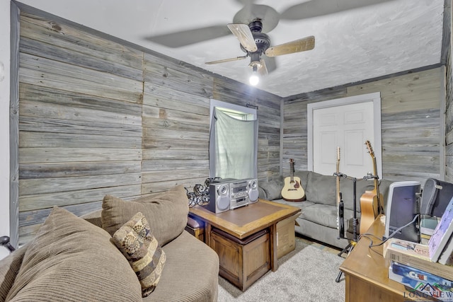 212 W W Ctr, White Oak, TX 75693 - office space with a ceiling fan and wooden walls