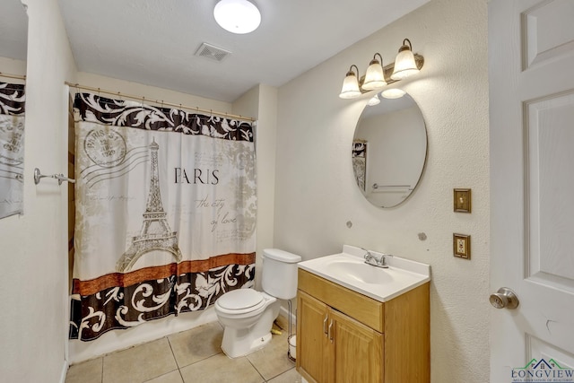 212 W W Ctr, White Oak, TX 75693 - bathroom with tile patterned floors, vanity, and a shower with shower curtain