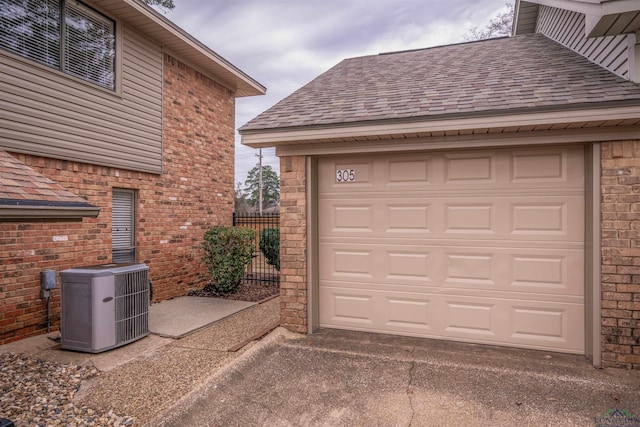 garage featuring central air condition unit