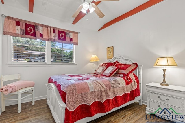 263 Crestwood Loop, Avinger, TX 75630 - bedroom featuring lofted ceiling, wood finished floors, and a ceiling fan