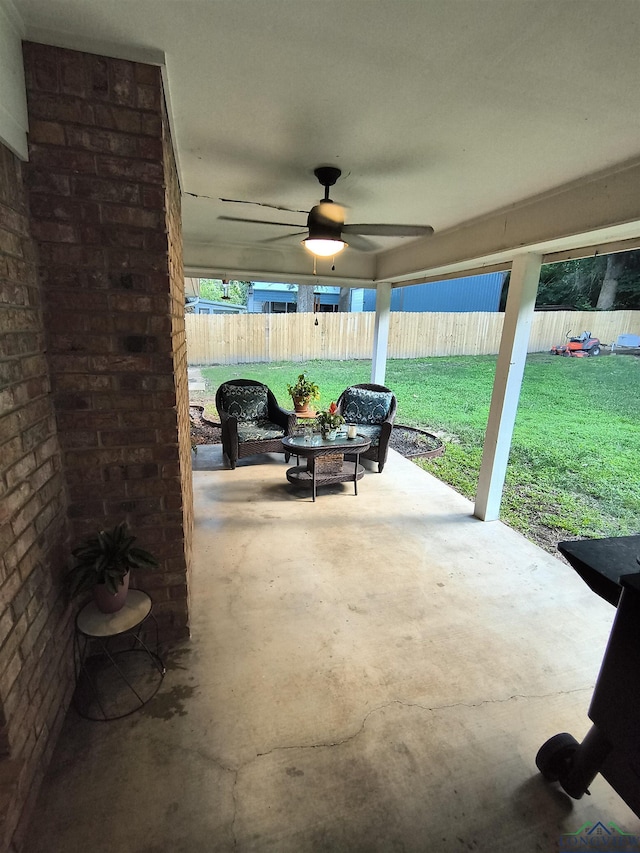 1101 N Idlewood Dr, White Oak, TX 75693 - view of patio featuring ceiling fan