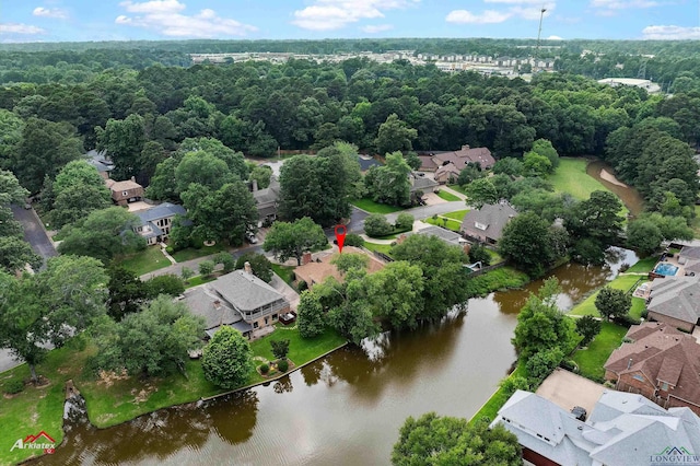 1502 Meandering Way, Longview, TX 75604 - aerial perspective of suburban area with a nearby body of water