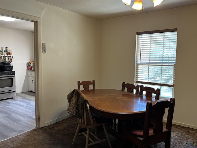 dining area featuring plenty of natural light and carpet floors