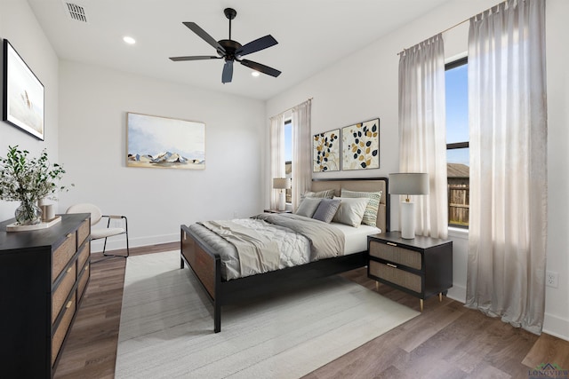 111 Mia Ln, Longview, TX 75604 - bedroom with wood finished floors, recessed lighting, baseboards, and ceiling fan
