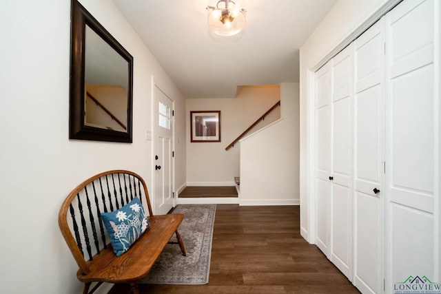 114 Fairview Dr, Longview, TX 75604 - foyer with dark wood finished floors and stairway