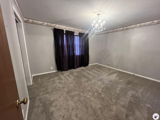 416 W Greenfield Dr, Wake Village, TX 75503 - carpeted empty room with a chandelier and baseboards