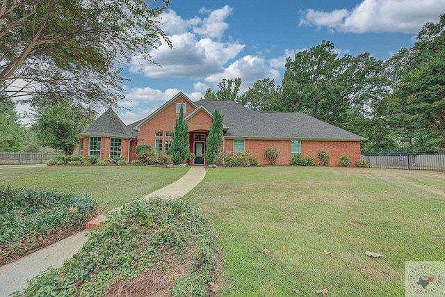 view of front of house featuring a front lawn